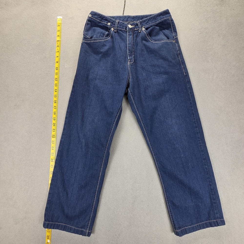 VTG Baggy Jeans Mens‎ Blue Med Wash Relaxed Straight Denim Engineered Fits 28x25